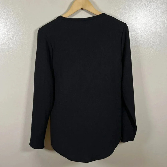 Athleta Wind Down Sleep Top Size XL Black Waffle Knit Henley Lounge Comfy - Picture 3 of 12